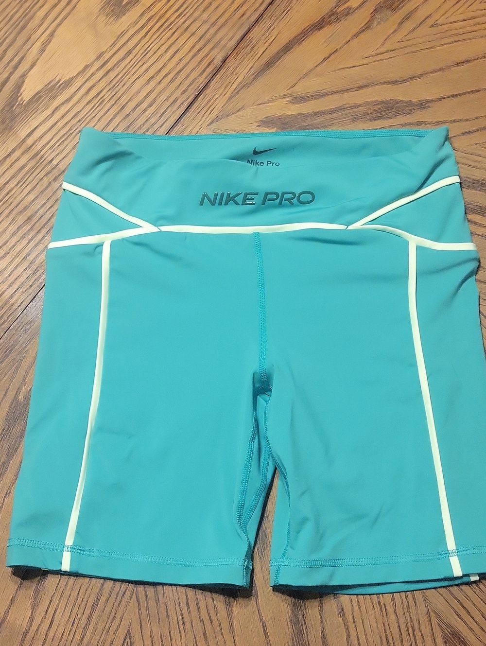 Women's GREEN Compression Nike PRO Shorts with Yellow Accent (1059)